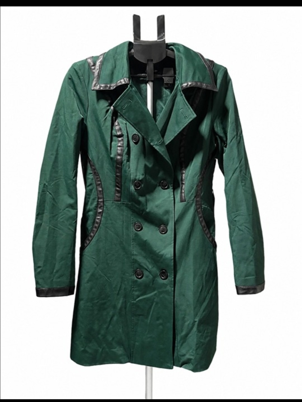 Bebe Green Double-Breasted Trench Coat